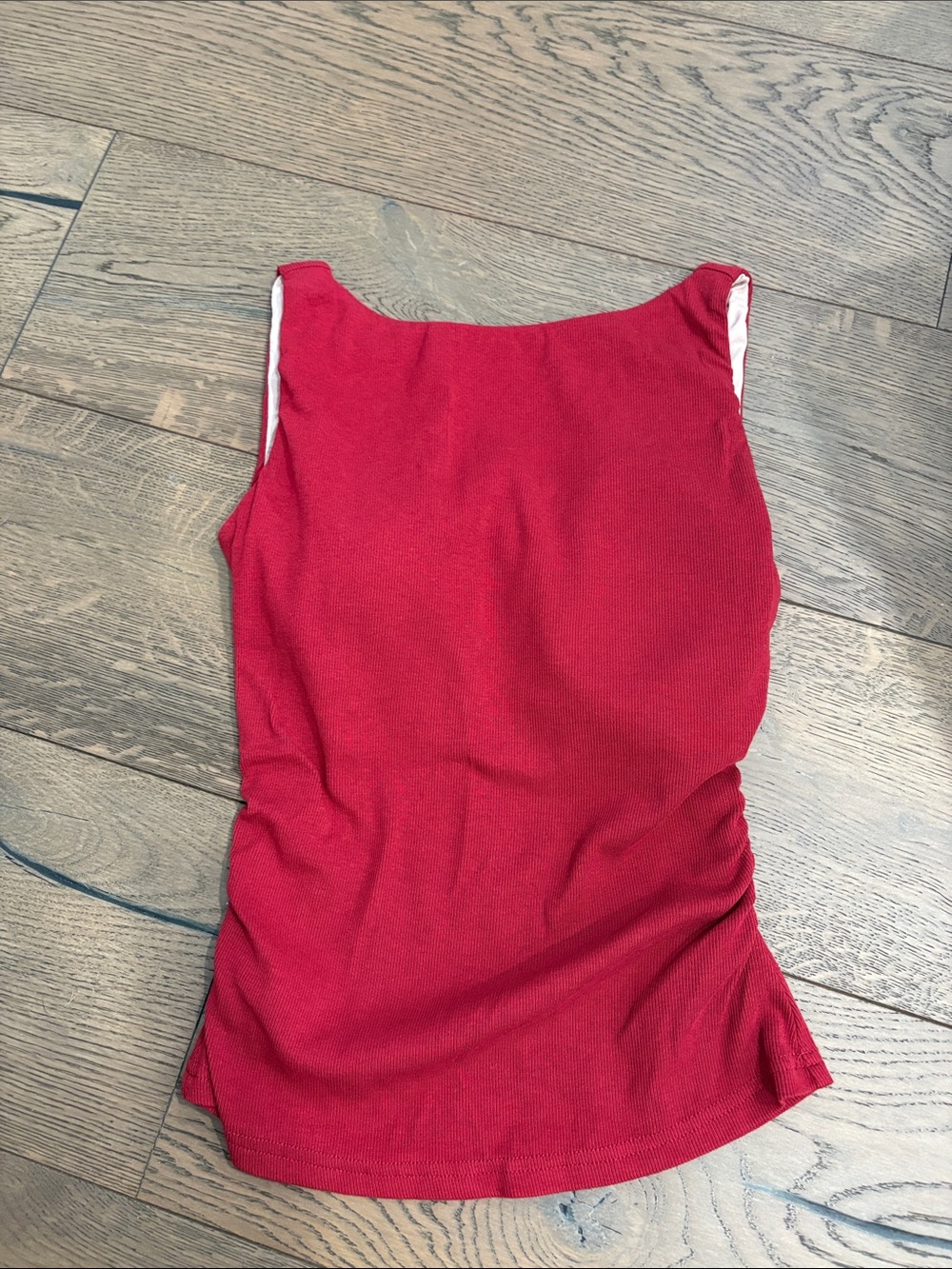 OGL Top Size S Boat Neck Ruched Elastic Open Back Brami Tank Retro Red